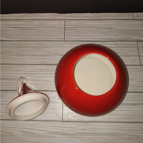 Fitz And Floyd Sweet Kisses Collection Red Finished Covered Porcelain Candy Dish - Picture 2 of 7